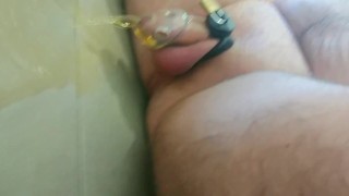 My First Time Cock Caged and Peeing