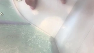 Lad showing ass and cock in shower
