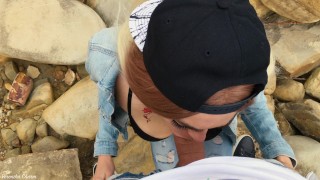 Hot Blonde Gives Skilled Blowjob Outdoor - Veronika Charm