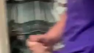 Teen jerking cock in mirror 
