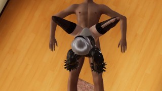 2B's big ass makes cum