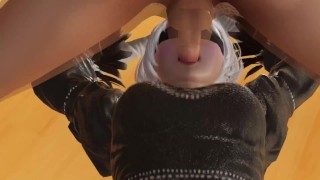 9s makes 2b gag with his big cock