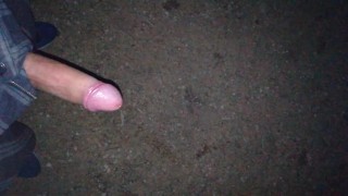 First peeing while hard in the park