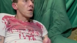 Beermunkie jerks his rock hard cock explodes punk cum fat nut intense orgasm dirty bi straight trash