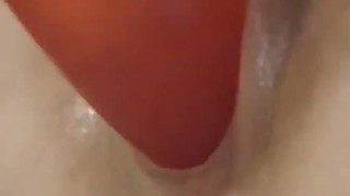 Dirty slut fucks herself w/ huge thick dildo