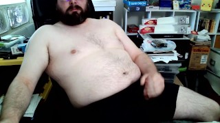 Nerdy Bear Gets Horny And Jerks Off To Some Porn