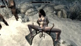 Blonde fucked brunette in the snow in Skyrim