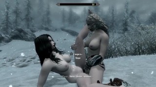 Continuation of lesbian sex in cold Skyrim