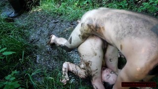 Muddy Nature MILF Takes Intense Grinding On Pussy And Ass From Hairy Cock