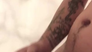 Stroking my cock in the shower 