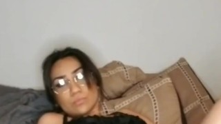 Cute nerdy MILF fingering herself 