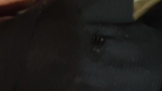 Quick cum wearing cock ring under boxer briefs
