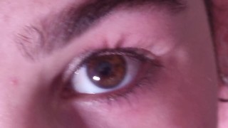 Cum into open eye extreme close up | cum desperation