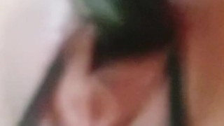 Powerful squirt from small rubber cock
