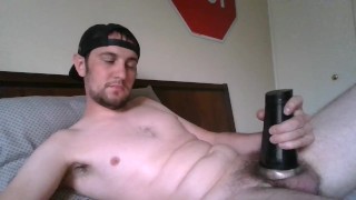 Enjoying my Fleshlight after work