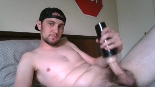 Enjoying my Fleshlight after work