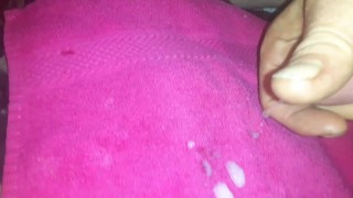 Cumming on the cleaning ladies pink rag .