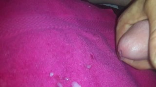 Cumming on the cleaning ladies pink rag .