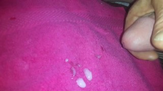 Cumming on the cleaning ladies pink rag .
