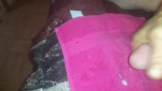 Cumming on the cleaning ladies pink rag .