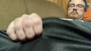 Playing with my cock in my shorts 