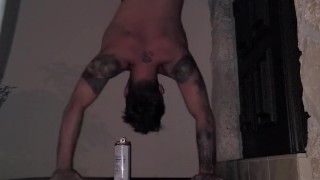 Shotguning a Whiteclaw while doing a handstand