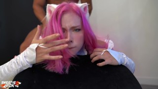 Pink Haired Girl Deep Sucking Dick and had Anal Sex until Cum Inside