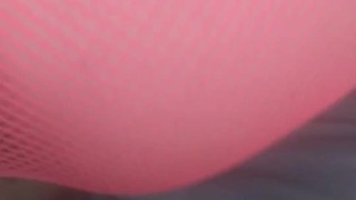 Fishnet anal fun at work