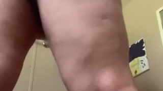 Anal plug play and squats with plug in