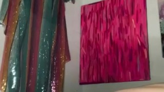 Fat girl stretches asshole with anal beads