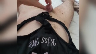 Jerking over wifes thong. 