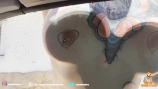 SEXY CARWASH! EMO TEEN cums while cleaning car