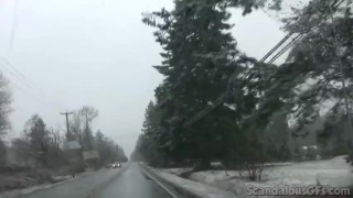 Sexy GF Shows Off Her Pussy In The Car