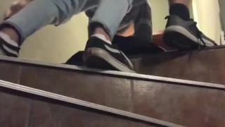we left the gym so horny that we fucked bareback on the stairs