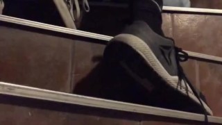 we left the gym so horny that we fucked bareback on the stairs