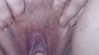 SSBBW spreads open her loose, creamy pussy after wrecking it on a huge dildo