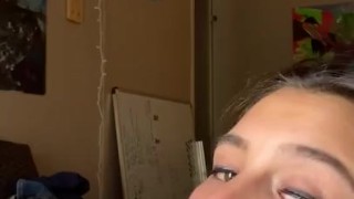 Eating cum from his pocket pussy