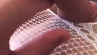 Playing in my fishnets