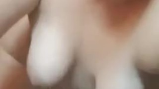 Wife home alone plays with wet pussy and slaps little clit