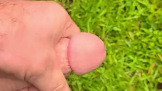 Jacking off outdoors in the rain. Nature is a huge turn on for me! Too horny to hold the camera!