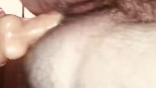 Bisexual man with big ass backs up onto thick 10 inch dildo and fucks himself good