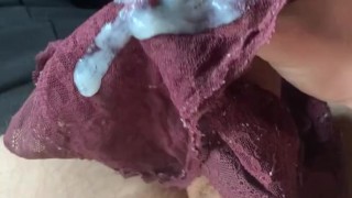 Cum in panties #7 / Every time my gf is over she leaves one of her used panties for me to cum in