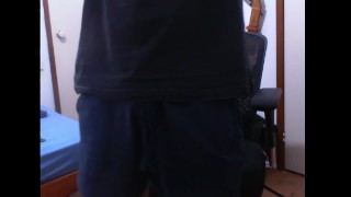 daddy figured student first time striptease (showing ass and huge cock)