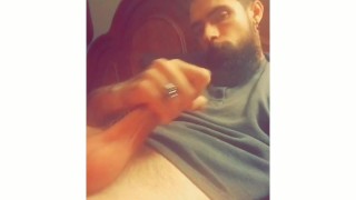 Bearded man cums and moans for you