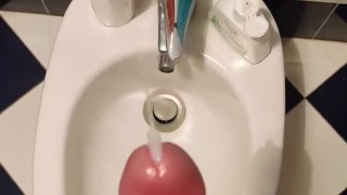 Nice cum in the bathroom