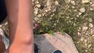She held my cock for me to go pee on some bushes outside near a pond in the woods