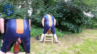 Rufus VS Mammon - rubber cyclist pup taming XXL Beast