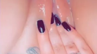 Touching my fat pussy in bath