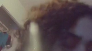 Latina sucks on her big dildo when no ones around 