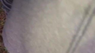 Blowjob in the WOODS & a tasty Cumshot on her PHAT ASS that he eats up as it drips down to her hole